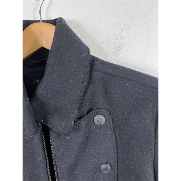 Rag & Bone Full Zip Distressed Wool Peacoat Trench Size 6 - Picture 3 of 14